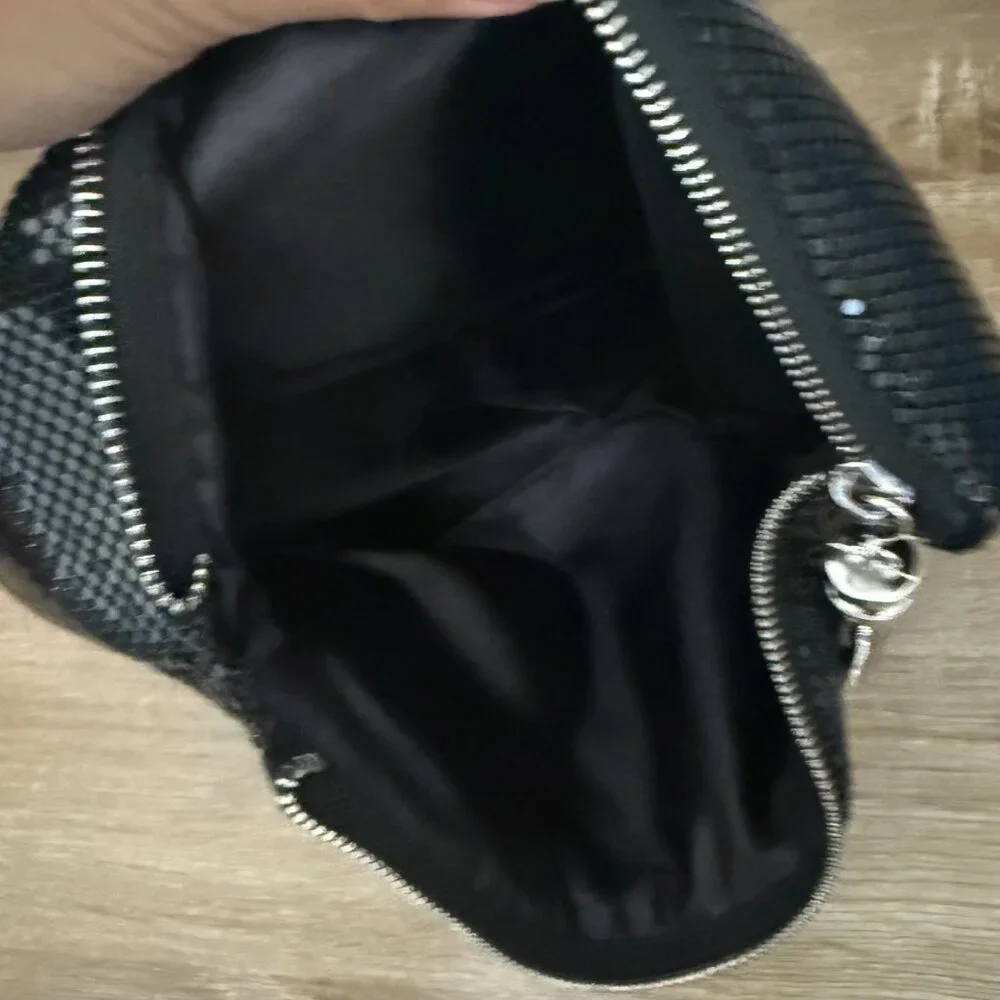 Black mesh chain beaded retro fold over evening clutch tassel party purse bag - Picture 6 of 9